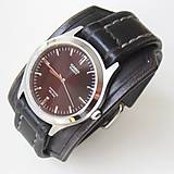 Náramky - Čierne kožené hodinky CASIO zafírové sklíčko - 6360957_