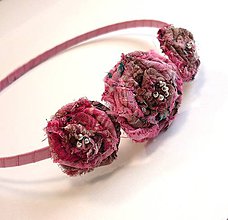 Ozdoby do vlasov - Ružová textilná čelenka - 6360541_