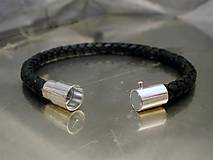 Pánske šperky - kožený náramok - Bionet black 6 mm - 6362954_