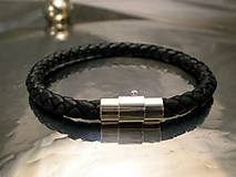 Pánske šperky - kožený náramok - Bionet black 6 mm - 6362955_