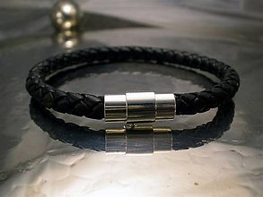 Pánske šperky - kožený náramok - Bionet black 6 mm - 6362953_
