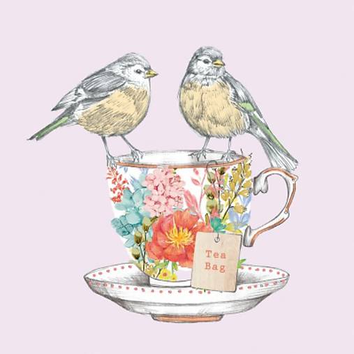  - Servítka "Tea for Two Birds", ihneď - 6363632_