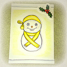 Papiernictvo - Kreslené vianočné pohľadnice - snehuliačik (1) - 6362589_