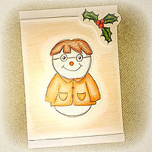 Papiernictvo - Kreslené vianočné pohľadnice - snehuliačik (2) - 6362591_