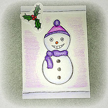 Papiernictvo - Kreslené vianočné pohľadnice - snehuliačik (3) - 6362596_