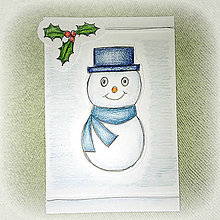 Papiernictvo - Kreslené vianočné pohľadnice - snehuliačik (6) - 6362602_