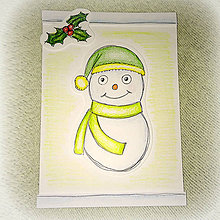Papiernictvo - Kreslené vianočné pohľadnice - snehuliačik (7) - 6362605_