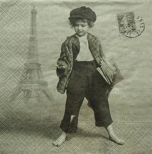  - S638 - Servítky - Sagen Vintage - chlapec, Paríž, eiffelova  - 6365780_