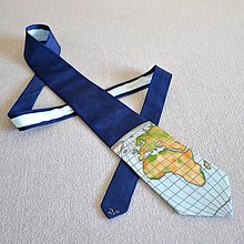 Pánske doplnky - Zeměpisná kravata AFRIKA A EVROPA (barevná) - 6369576_