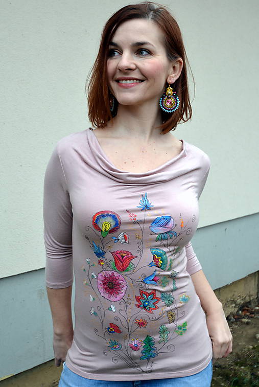 Originálne dizajnové tričko s maľbou Pink