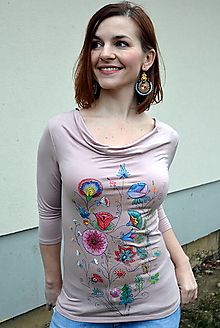 Topy, tričká, tielka - Originálne dizajnové tričko s maľbou Pink - 6374440_