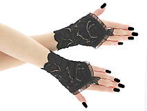 Dámské čierné čipkové rukavice 05P1