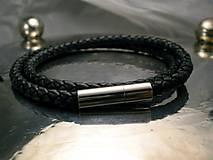 Pánske šperky - na krk - kožený čierny 6mm - 6382127_