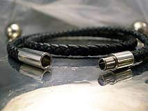 Pánske šperky - na krk - kožený čierny 6mm - 6382129_