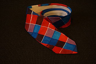 Pánske doplnky - hodvábna kravata Kockovaná - 6387184_