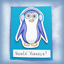 Papiernictvo - VÝPREDAJ Tučniak model - vianočná pohľadnica (klapky na uši) - 6387925_