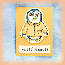 Papiernictvo - VÝPREDAJ Tučniak model - vianočná pohľadnica (košeľa) - 6387932_