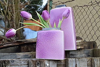 Dekorácie - váza fialová  "dve fialky - SET " - 6390511_