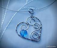 Náhrdelníky - Srdiečko s modrým srdiečkom ♥.../antialergické/ - 6392880_