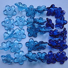 Korálky - Zvonček plast 12mm-MIX (modrá-30ks) - 6392315_