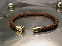 Pánske šperky - kožený náramok - Bionet brown 4 mm - 6393235_