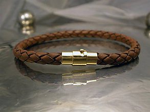 Pánske šperky - kožený náramok - Bionet brown 4 mm - 6393231_