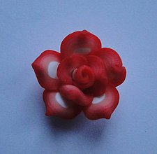 Korálky - FIMO kvet 25mm-1ks (oranž.červená) - 6397059_