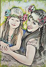 Kresby - portrét-farebné dievčatá A3 - 6395210_