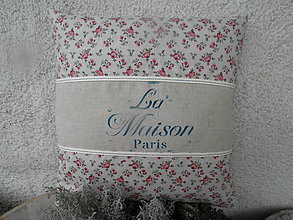Úžitkový textil - Režný růžičkový vintage polštář - 6396283_