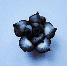 Korálky - FIMO kvet 25mm-1ks (šedočierna) - 6397248_