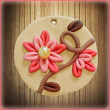 Náhrdelníky - Nugátový kvet jahody- prívesok - 6397298_