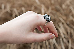 Prstene - Obsidiánovo-krištáľový prsteň - 6403957_