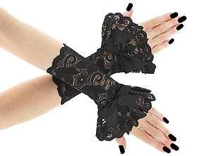 Rukavice - Spoločenské dámské čierné čipkové rukavice  0185A1 - 6418215_