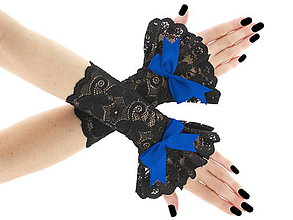 Rukavice - Spoločenské dámské čierné čipkové rukavice  0185A6 - 6418564_