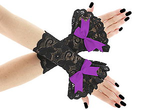 Rukavice - Spoločenské dámské čierné čipkové rukavice  0185A8 - 6418607_