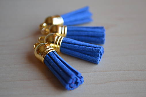  - 50% Kožený strapec parížska modrá (zlato), 35mm, z 0.28 na 0.14€/ks - 6415124_