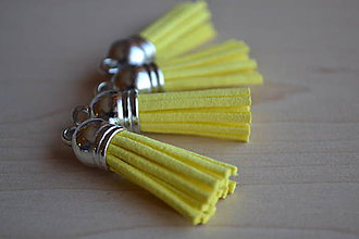 Polotovary - 50% Kožený strapec žltý (striebro), 35mm, z 0.28 na 0.14€/ks - 6417181_