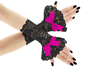 Rukavice - Spoločenské dámské čierné čipkové rukavice  0185A10 - 6423312_