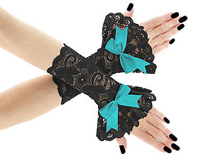 Rukavice - Spoločenské dámské čierné čipkové rukavice  0185A14 - 6423345_