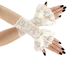 Rukavice - Svadobné ivory čipkové rukavice pre nevestu 1K - 6424958_