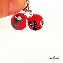 Náušnice - Zvieratkové náušnice (Kočky červené) - 6428920_