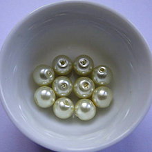Korálky - Voskované perly 8mm-10ks (oranžovokrémová) - 6431232_