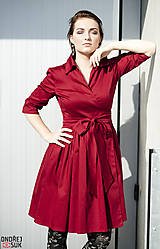 Šaty - Zavinovací šaty MONA, tmavší červená - 6436476_