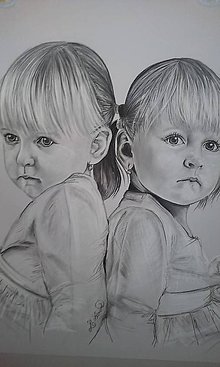 Kresby - dievčenský dvoj-portrét A2 - 6436301_
