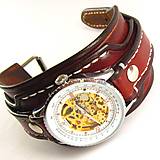 Náramky - Vintage kožený remienok s hodinkami KS II - 6437483_