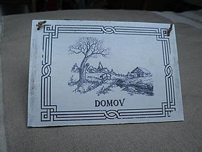 Tabuľky - Vintage cedulka "DOMOV " - 6443657_