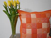 Úžitkový textil - Vankúš  pomarančovo - biely, rôzne veľkosti - 6448351_