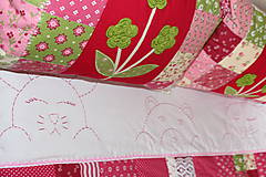 Detský textil - Malinový prehoz ručne vyšívaný - 6452164_