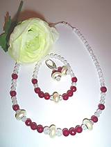 Sady šperkov - rubínový jadeit, kryštál a perleť súprava - 6451119_