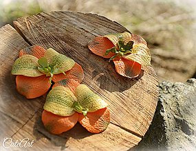 Dekorácie - Orchidea "broskyňová vôňa" - sada 3 dekoračných kvetov - 6451926_